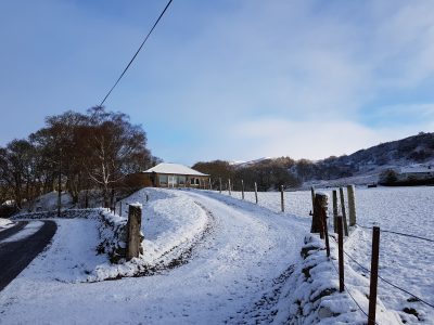 snow covered cottages