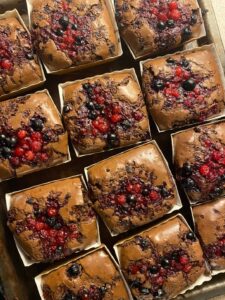cakes with berries on top